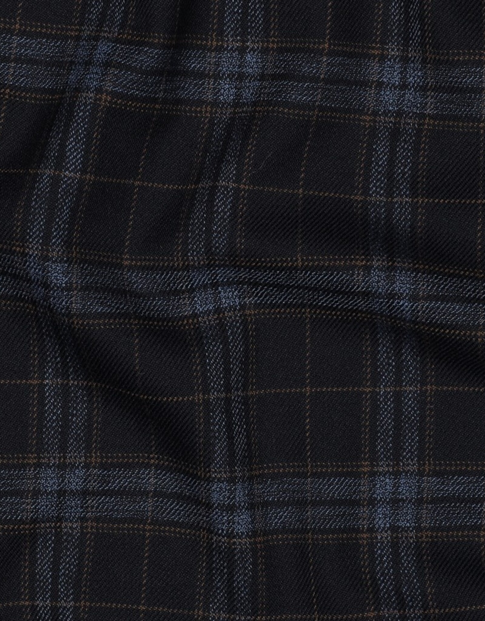 Gabardine tartan check navy jeans camel