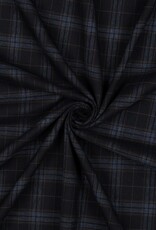 Gabardine tartan check navy jeans camel