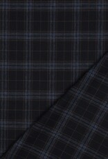Gabardine tartan check navy jeans camel