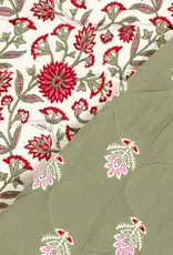 Mousseline gewatteerd dubbelzijdig bloemen rood