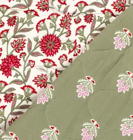 Mousseline gewatteerd dubbelzijdig bloemen rood