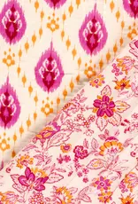 Mousseline gewatteerd dubbelzijdig abstract fuchsia bloem Mousseline gewatteerd dubbelzijdig abstract fuchsia bloem