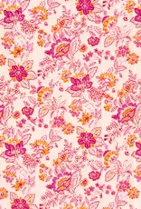 Mousseline gewatteerd dubbelzijdig abstract fuchsia bloem Mousseline gewatteerd dubbelzijdig abstract fuchsia bloem