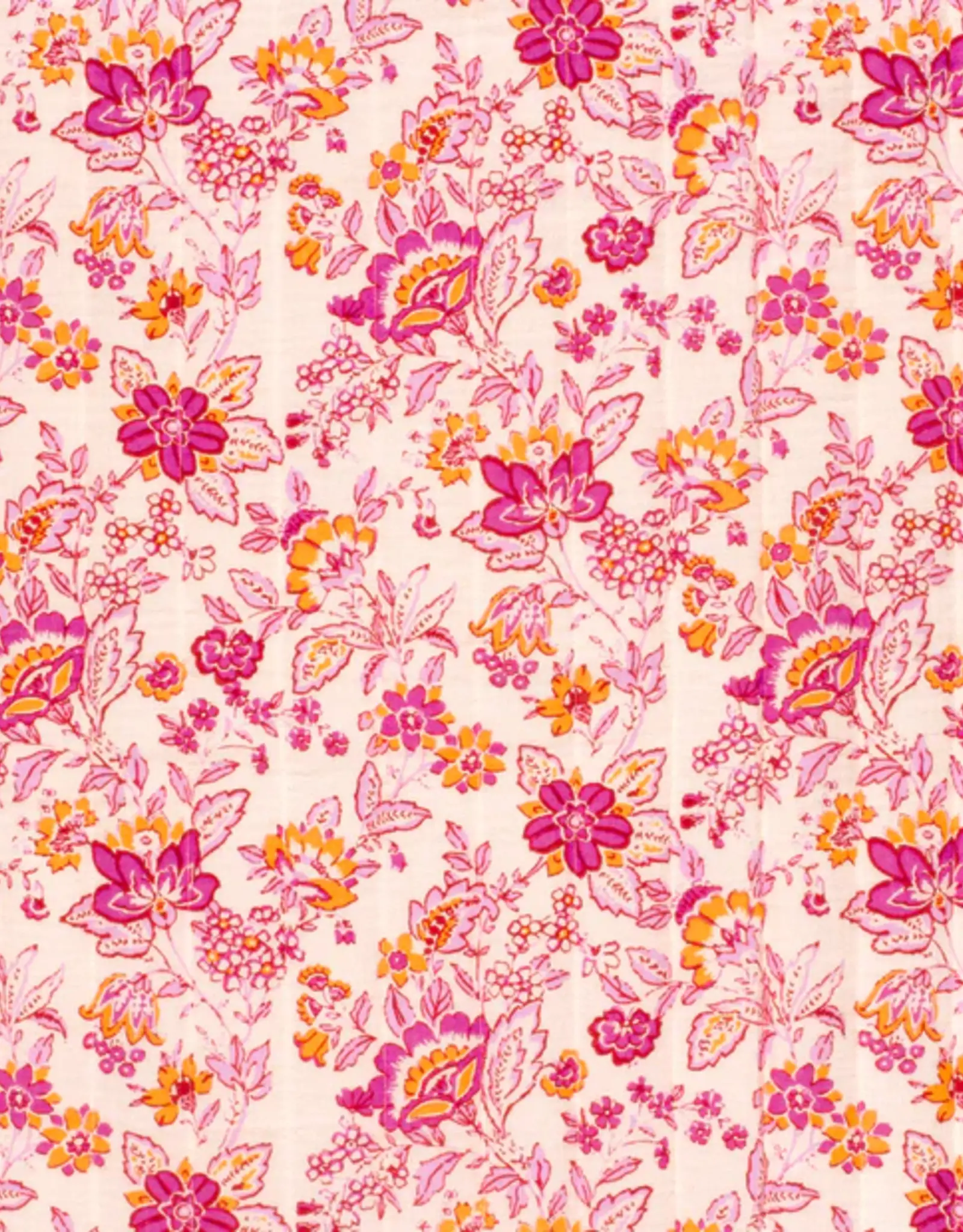 Mousseline gewatteerd dubbelzijdig abstract fuchsia bloem
