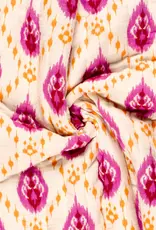 Mousseline gewatteerd dubbelzijdig abstract fuchsia bloem Mousseline gewatteerd dubbelzijdig abstract fuchsia bloem