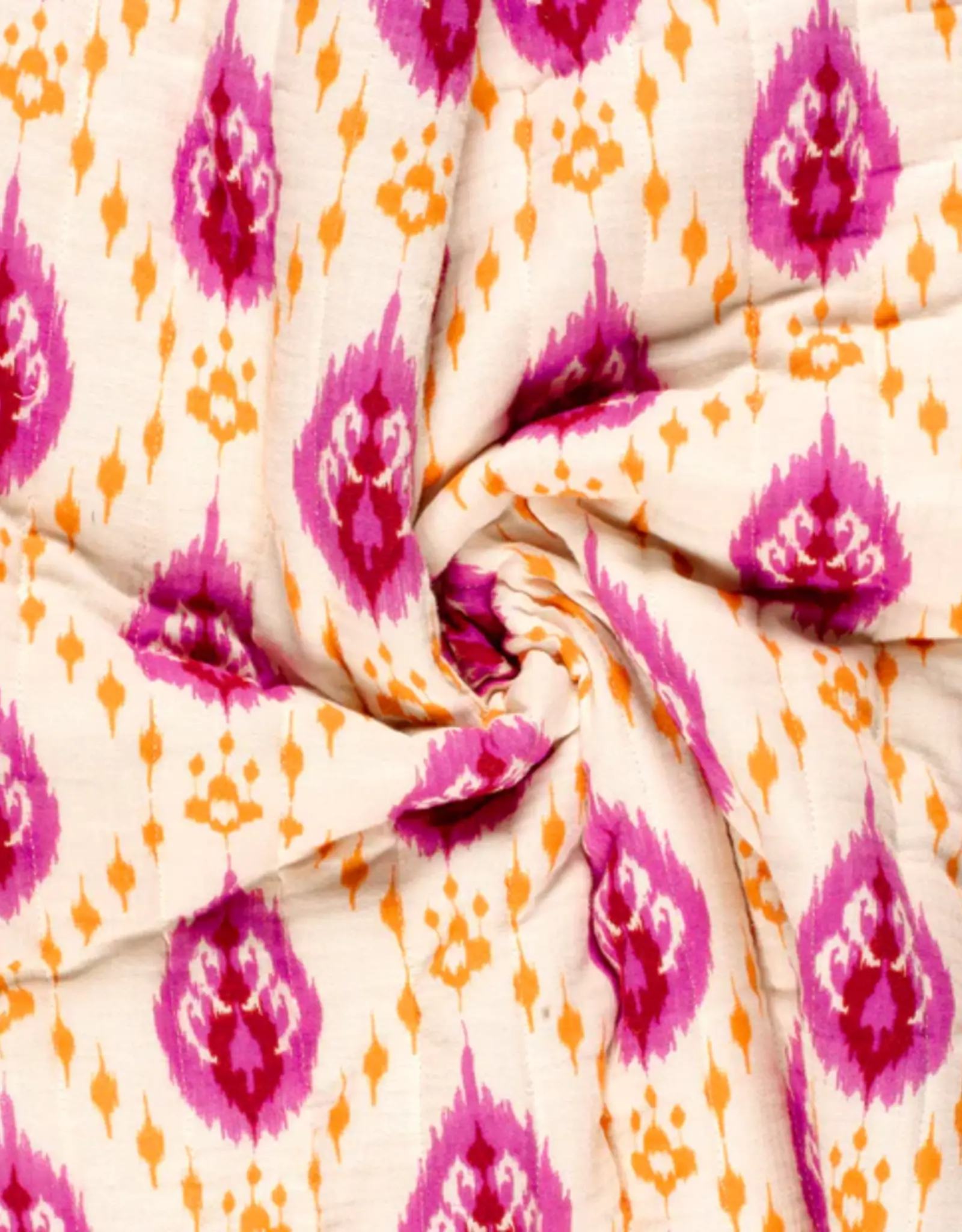Mousseline gewatteerd dubbelzijdig abstract fuchsia bloem