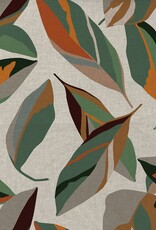 Canvas linnenlook bladerprint groen Canvas linnenlook bladerprint groen