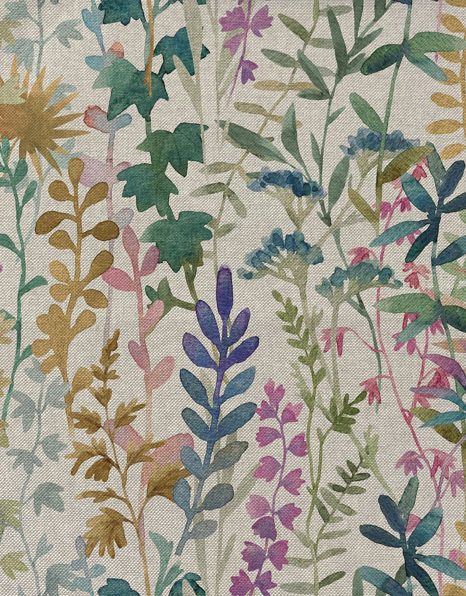 Canvas linnenlook aquarel bloemen magenta