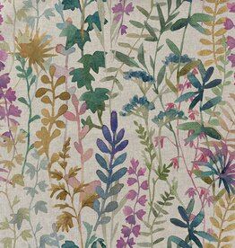 Canvas linnenlook aquarel bloemen magenta