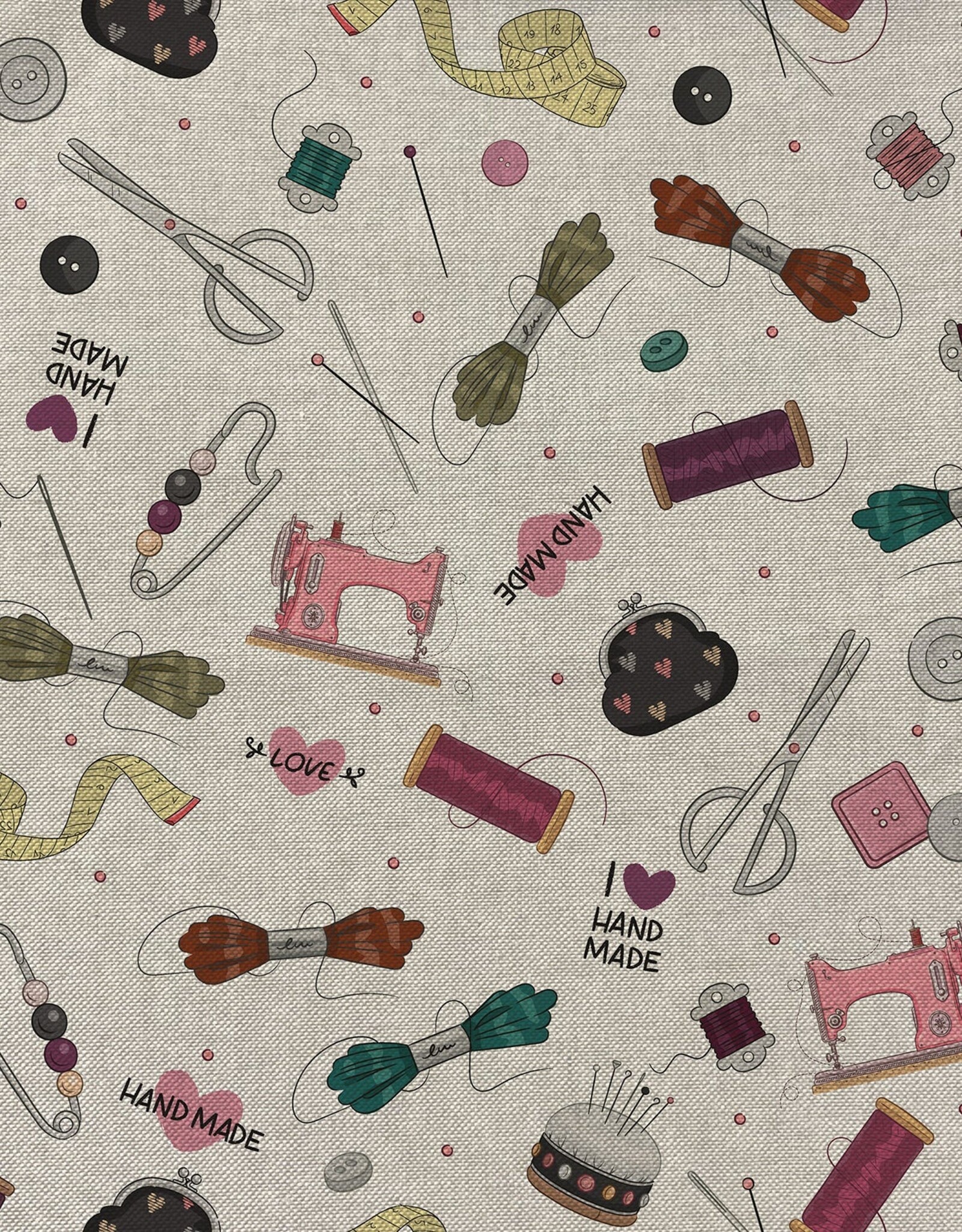 Canvas linnenlook naaibenodigdheden roze