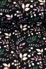 French terry  Frida bloemen zwart