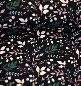 French terry  Frida bloemen zwart