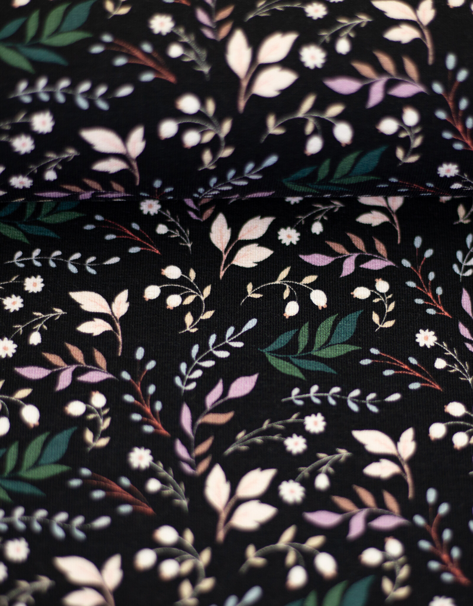 French terry  Frida bloemen zwart