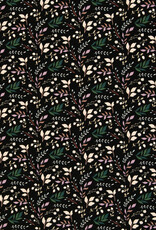 French terry  Frida bloemen zwart