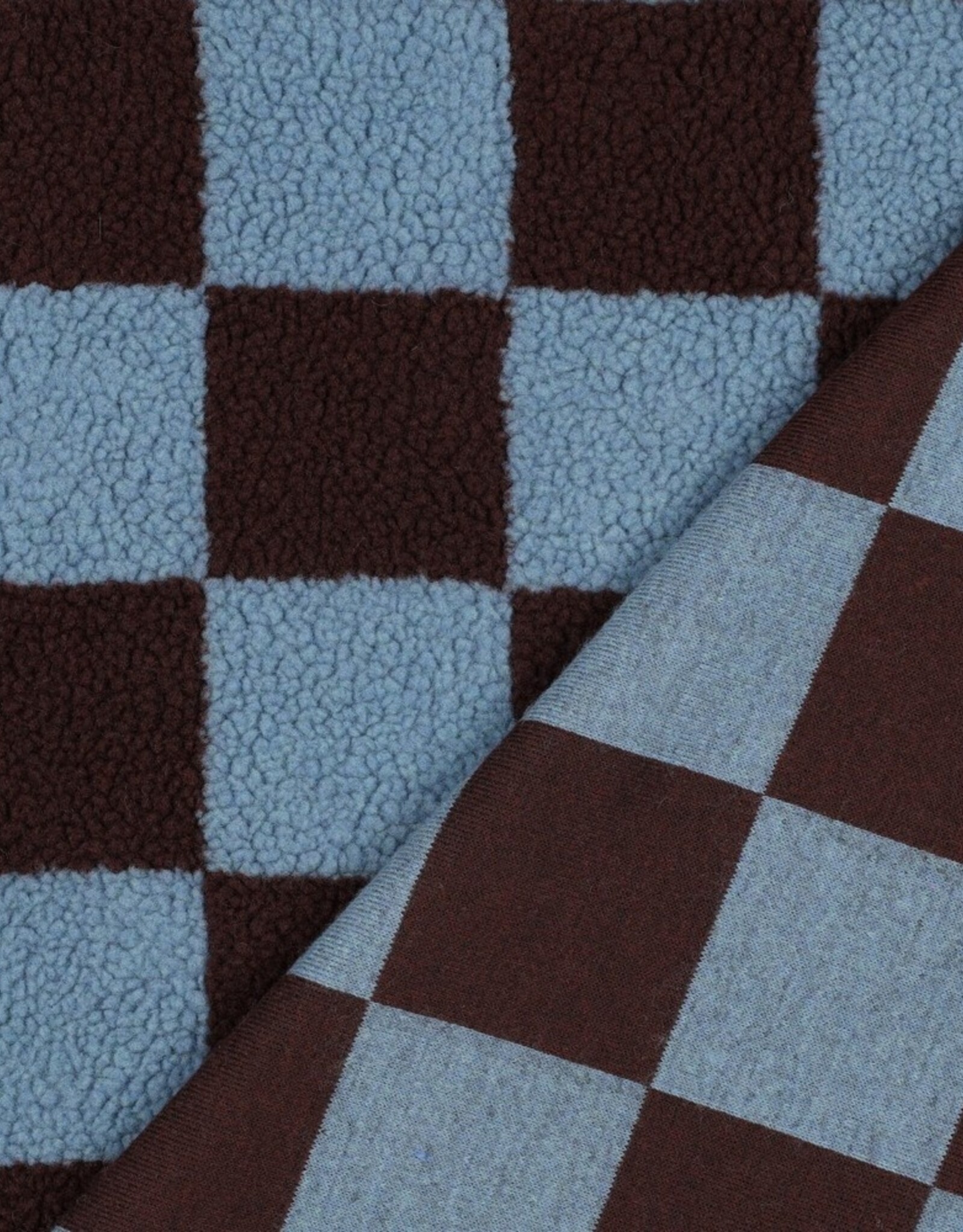Teddy check bordeaux blauw