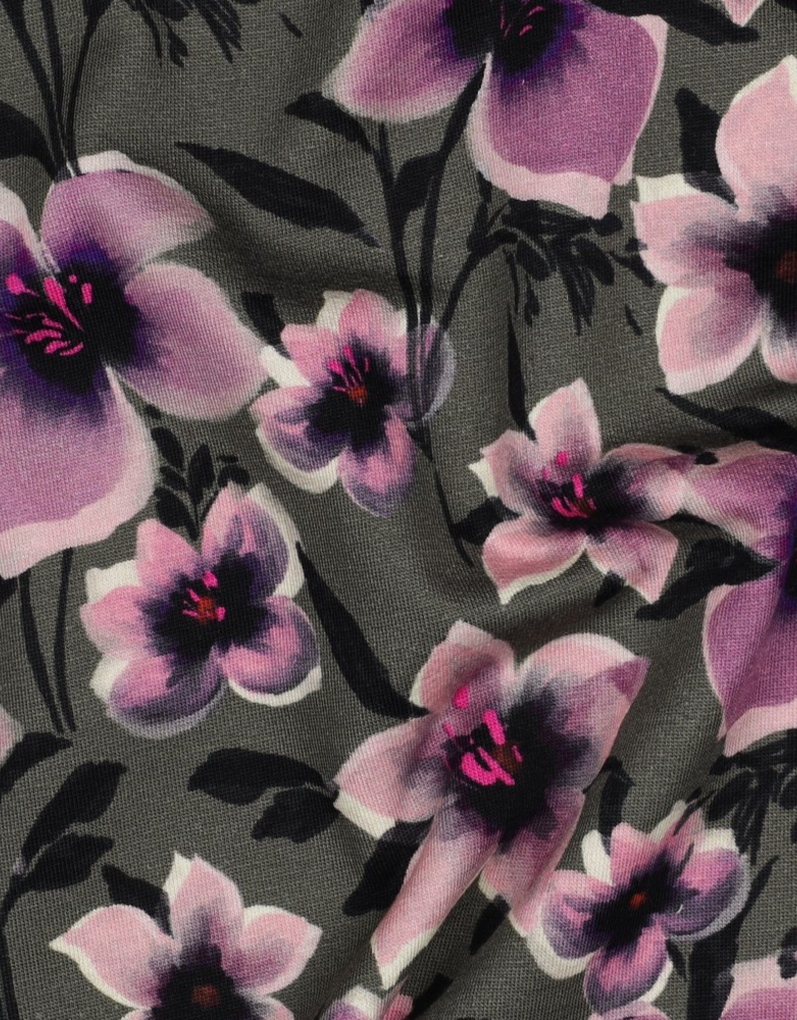 French terry digital grote lila bloem