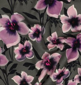 French terry digital grote lila bloem