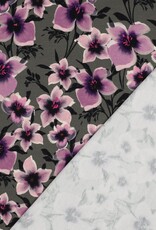 French terry digital grote lila bloem