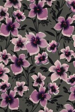 French terry digital grote lila bloem