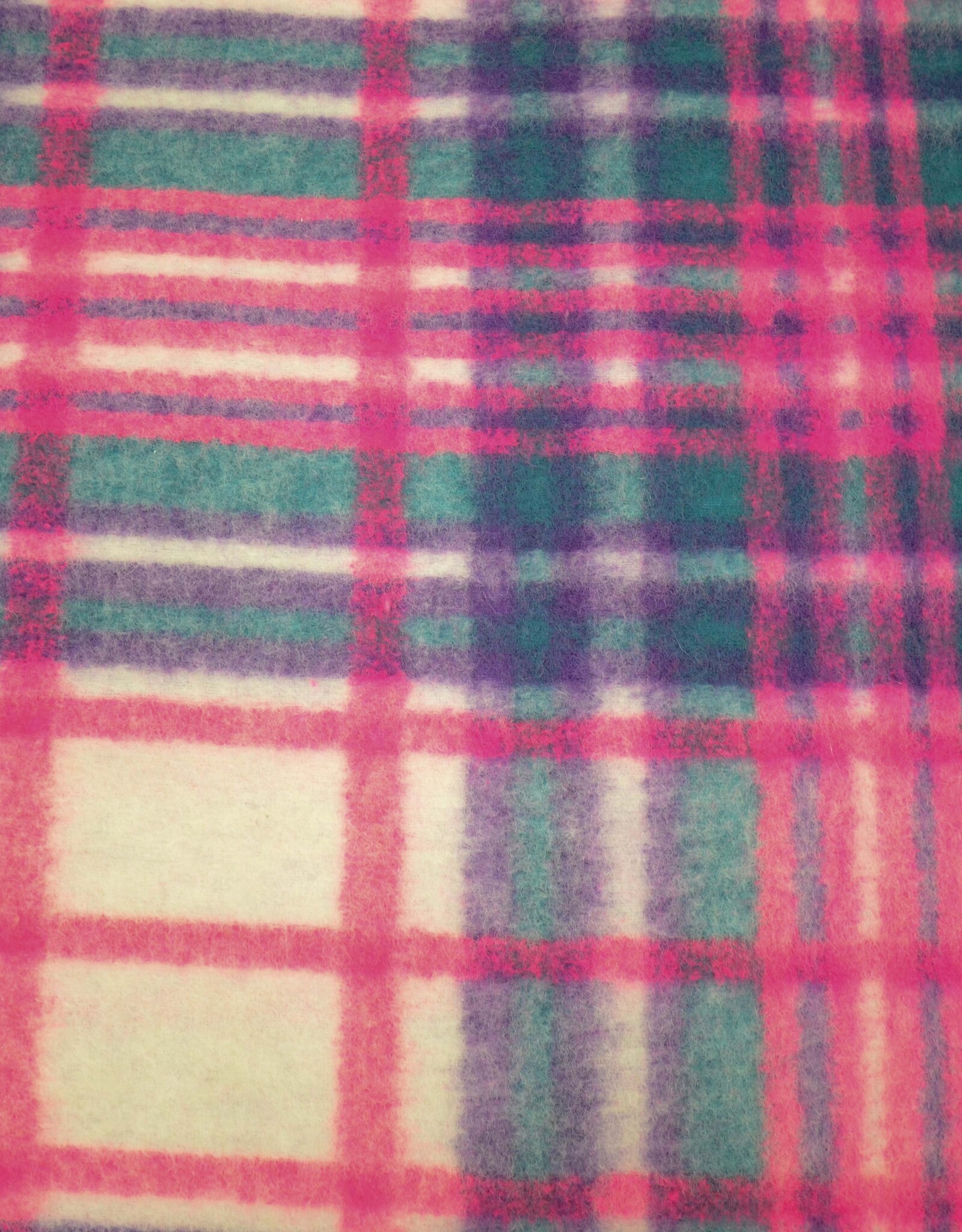 Mantelstof pop-check geruit neon roze