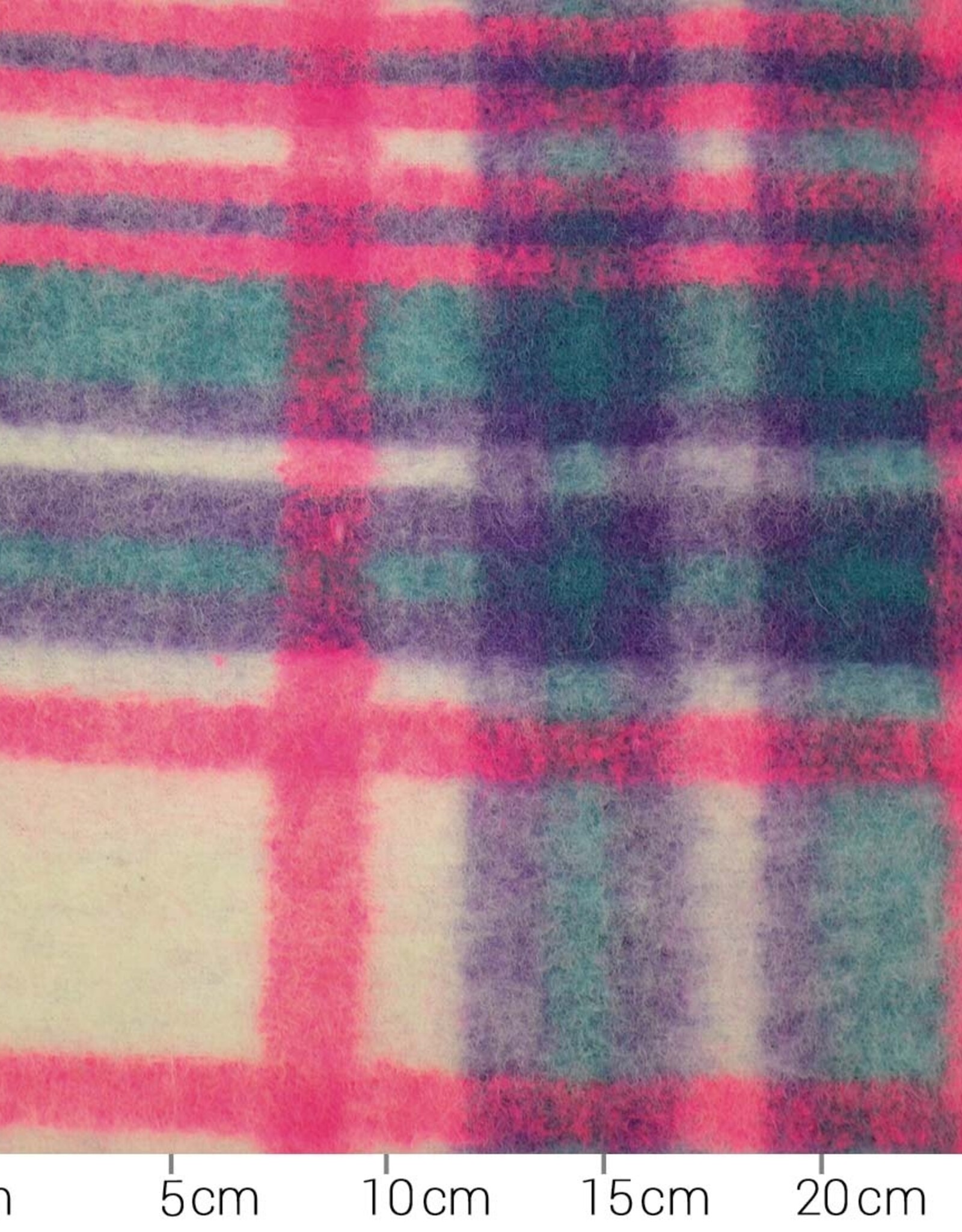 Mantelstof pop-check geruit neon roze