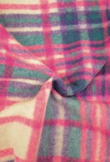 Mantelstof pop-check geruit neon roze