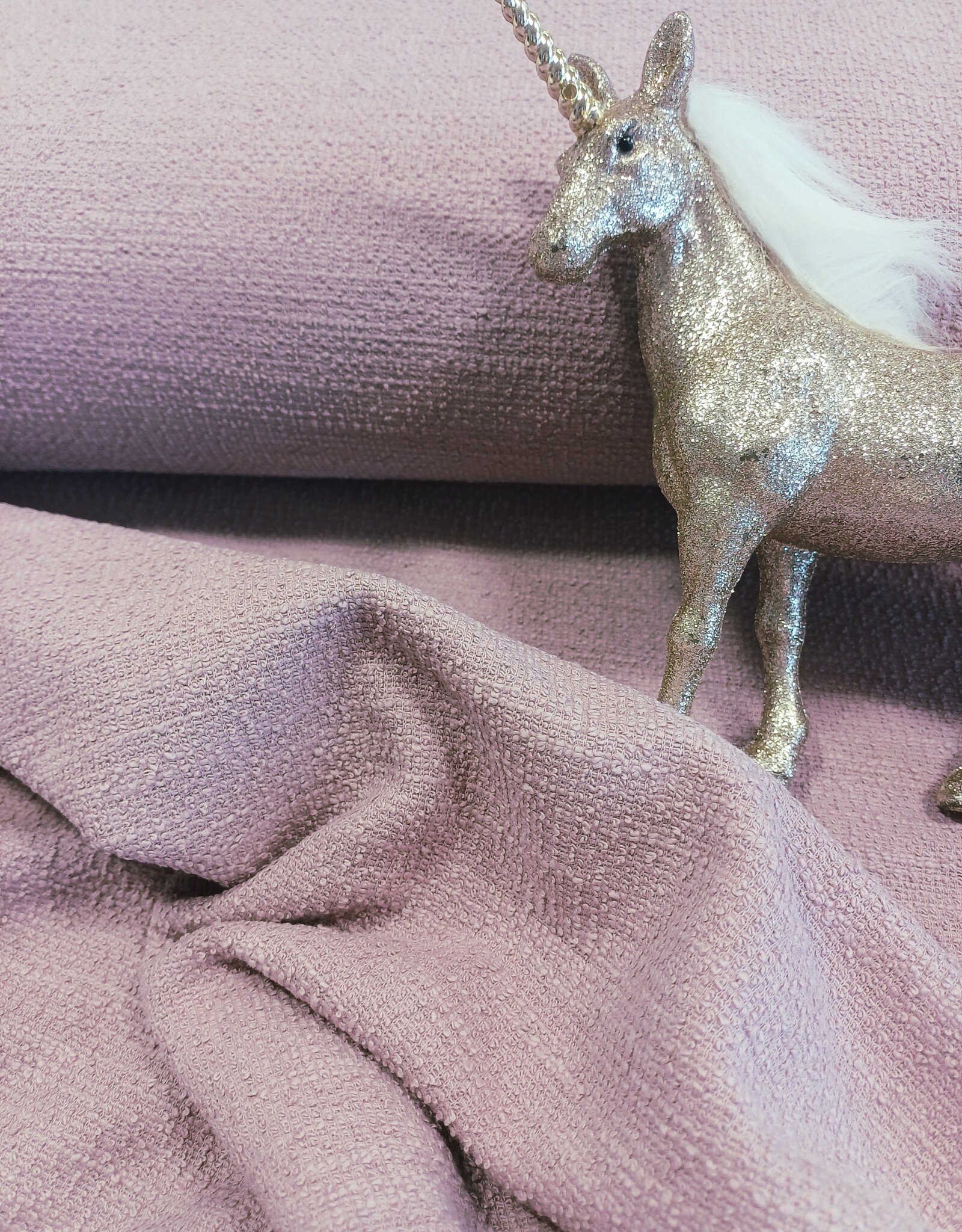 Katoen bouclé oud roze