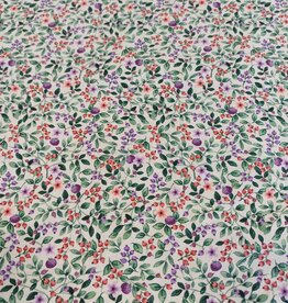 Katoen poplin kleine bloemen en besjes