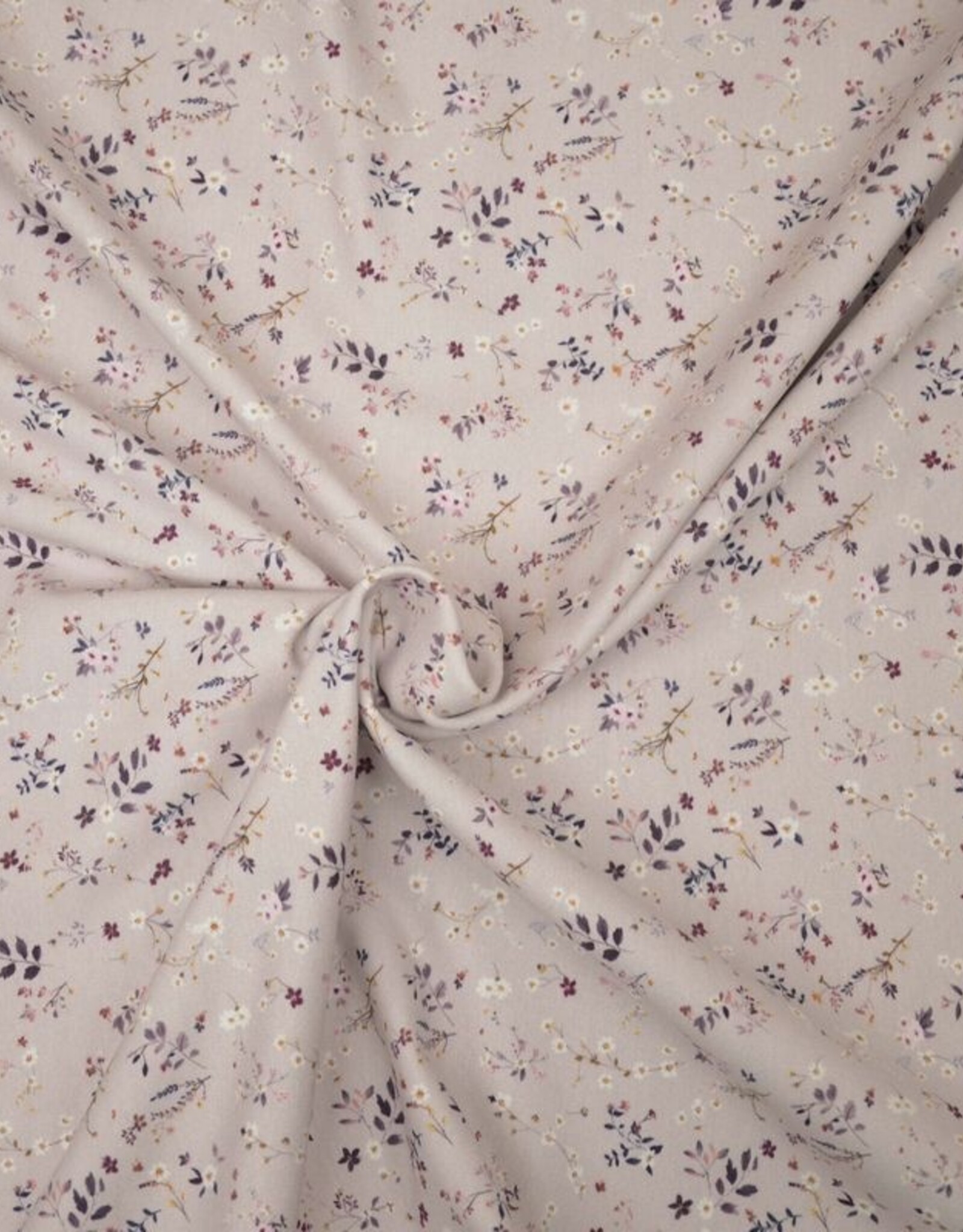 French terry soft touch lovely flowers roze