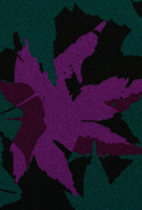 Viscose Acer bladerenprint donkerpetrol aubergine