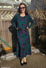 Viscose Acer bladerenprint donkerpetrol aubergine