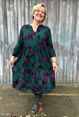 Viscose Acer bladerenprint donkerpetrol aubergine