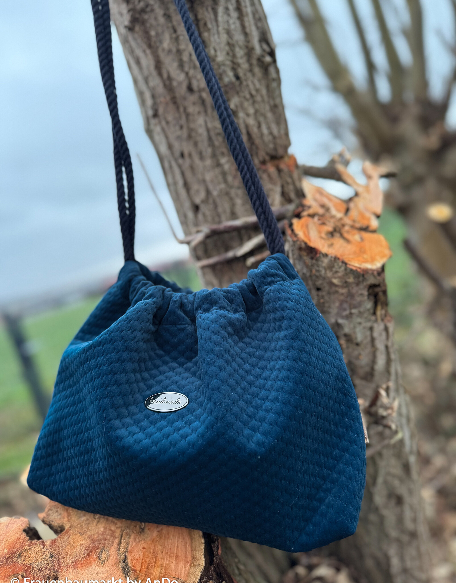 Caracas stug fluweel golfjesprint marine blauw