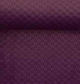 COUPON 40X140CM Caracas stug fluweel golfjesprint aubergine