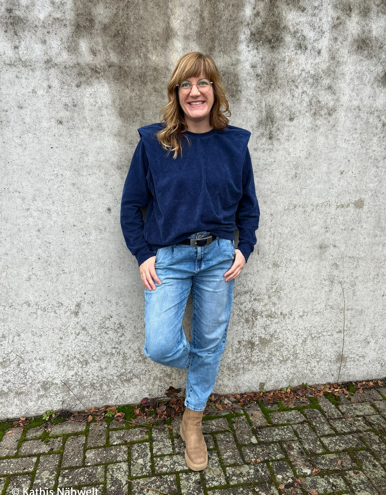 Juna elastisch ribfluweel marine