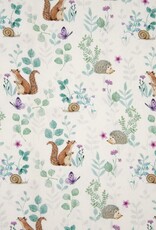 Katoen poplin vegan life eekhoorn, egel, slak