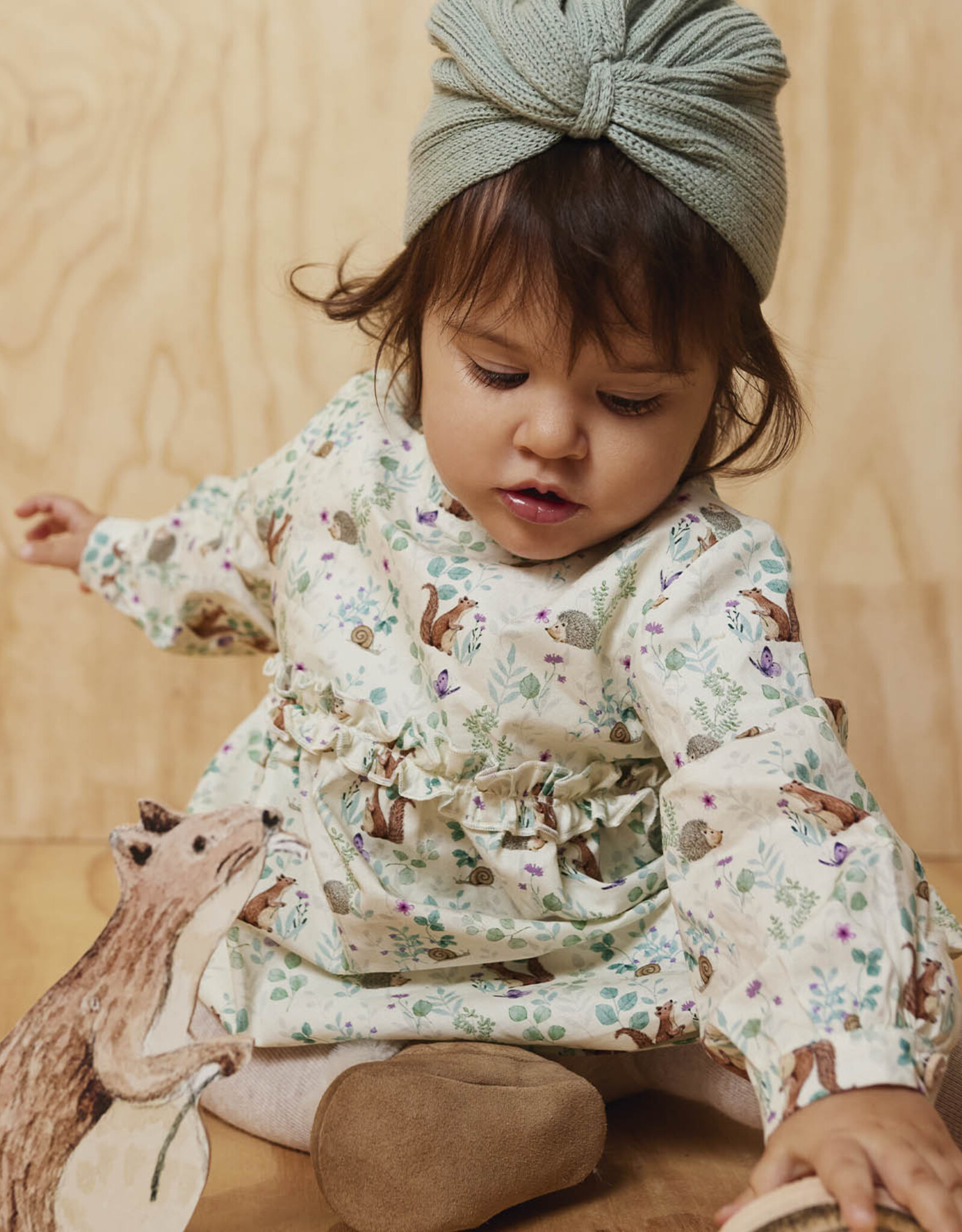 Katoen poplin vegan life eekhoorn, egel, slak