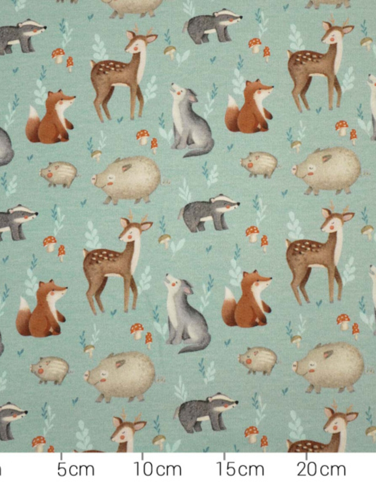 French terry soft touch happy forest bosdieren