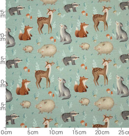 French terry soft touch happy forest bosdieren