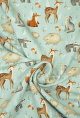 French terry soft touch happy forest bosdieren