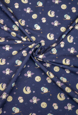Katoen jersey Moonlight bird blauw