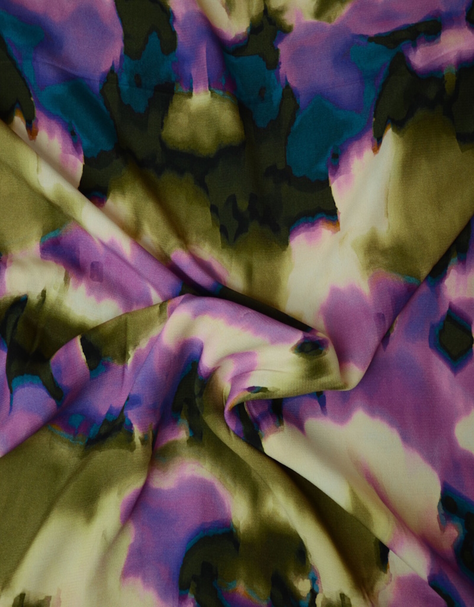 Viscose Stine abstracte vlekken kaki - fashion trends