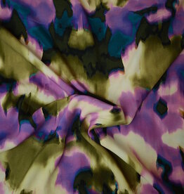 Viscose Stine abstracte vlekken kaki - fashion trends