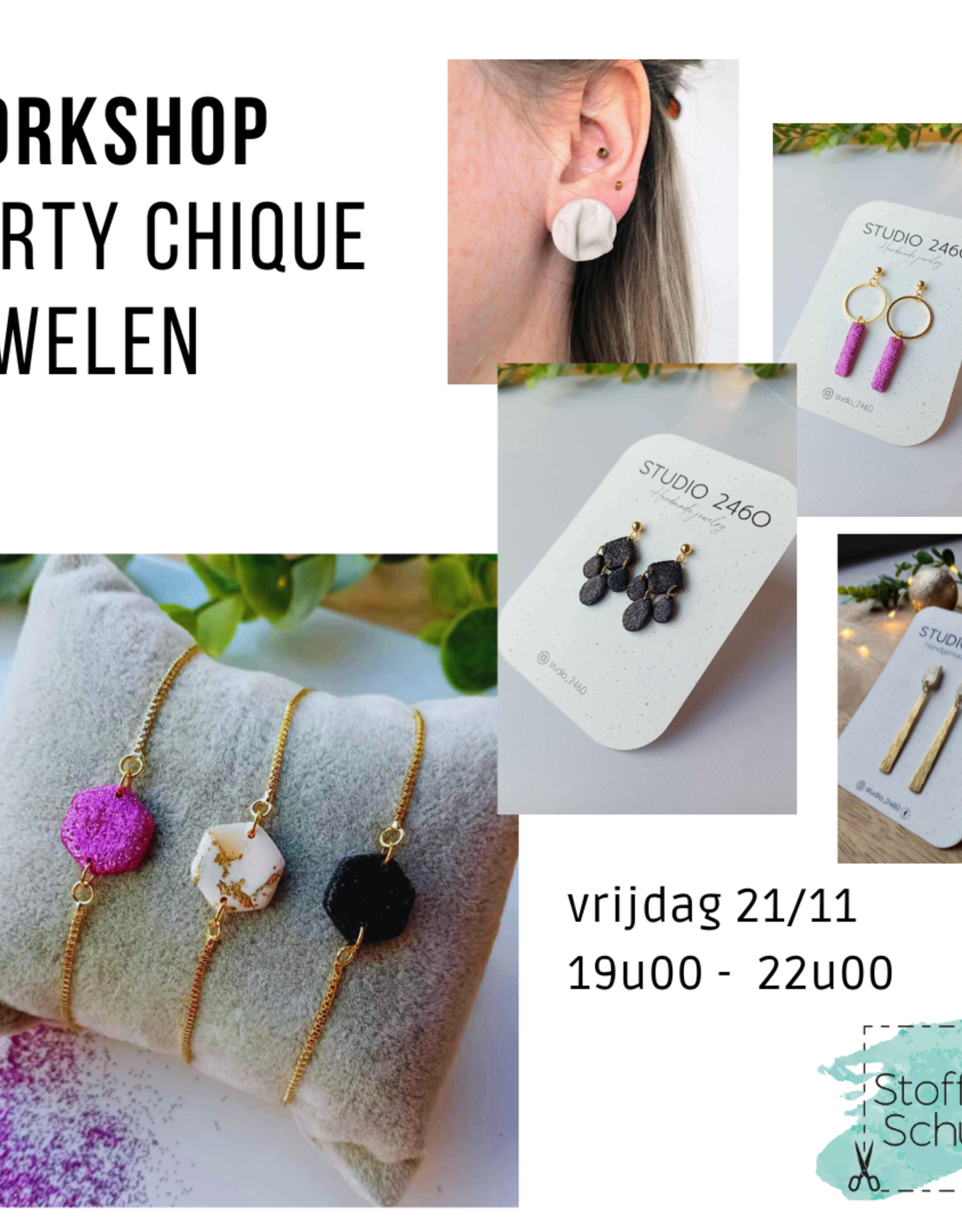 Workshop party chique juwelen in klei  21/11  -  55€ (via betaallink)