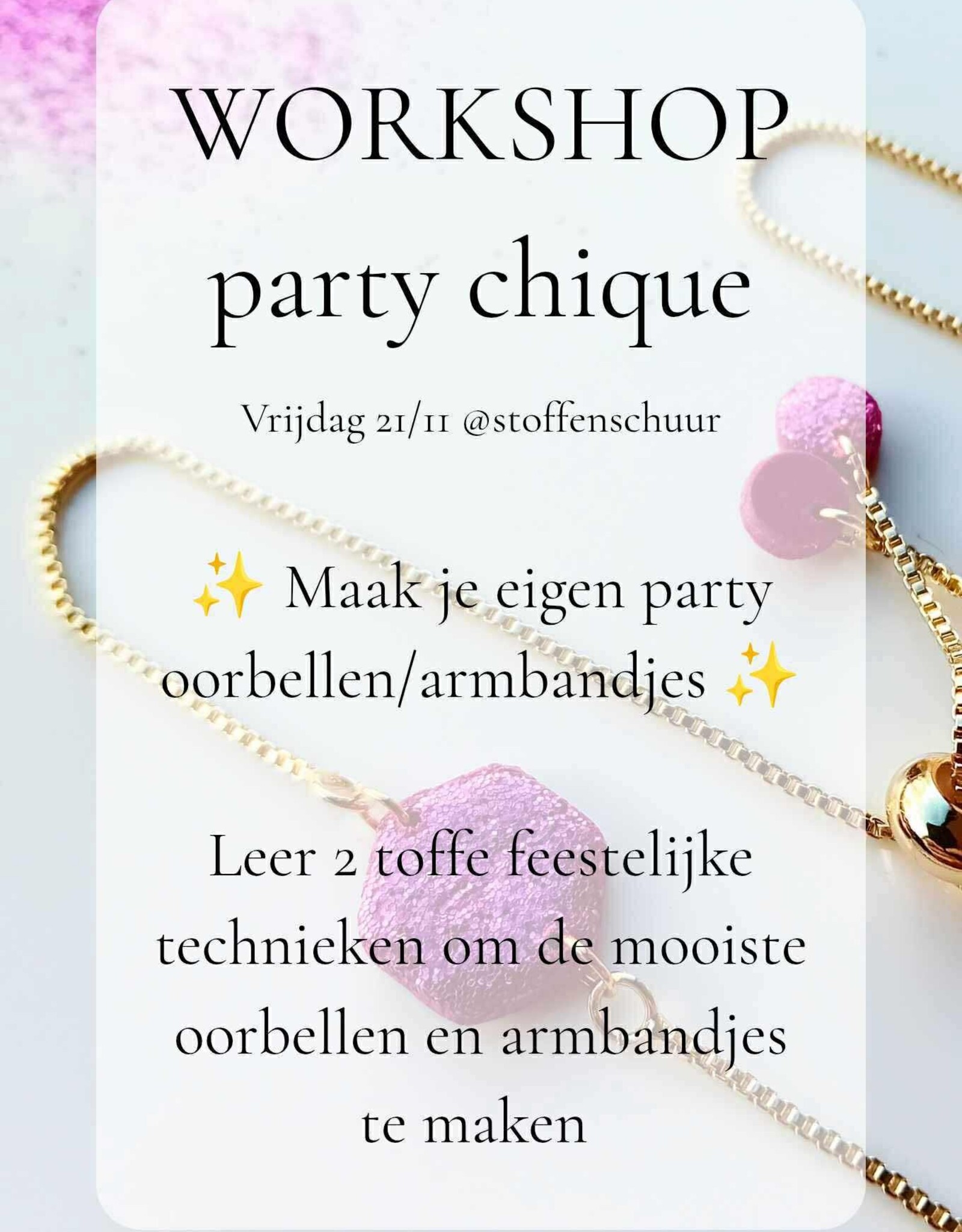Workshop party chique juwelen in klei  21/11  -  55€ (via betaallink)
