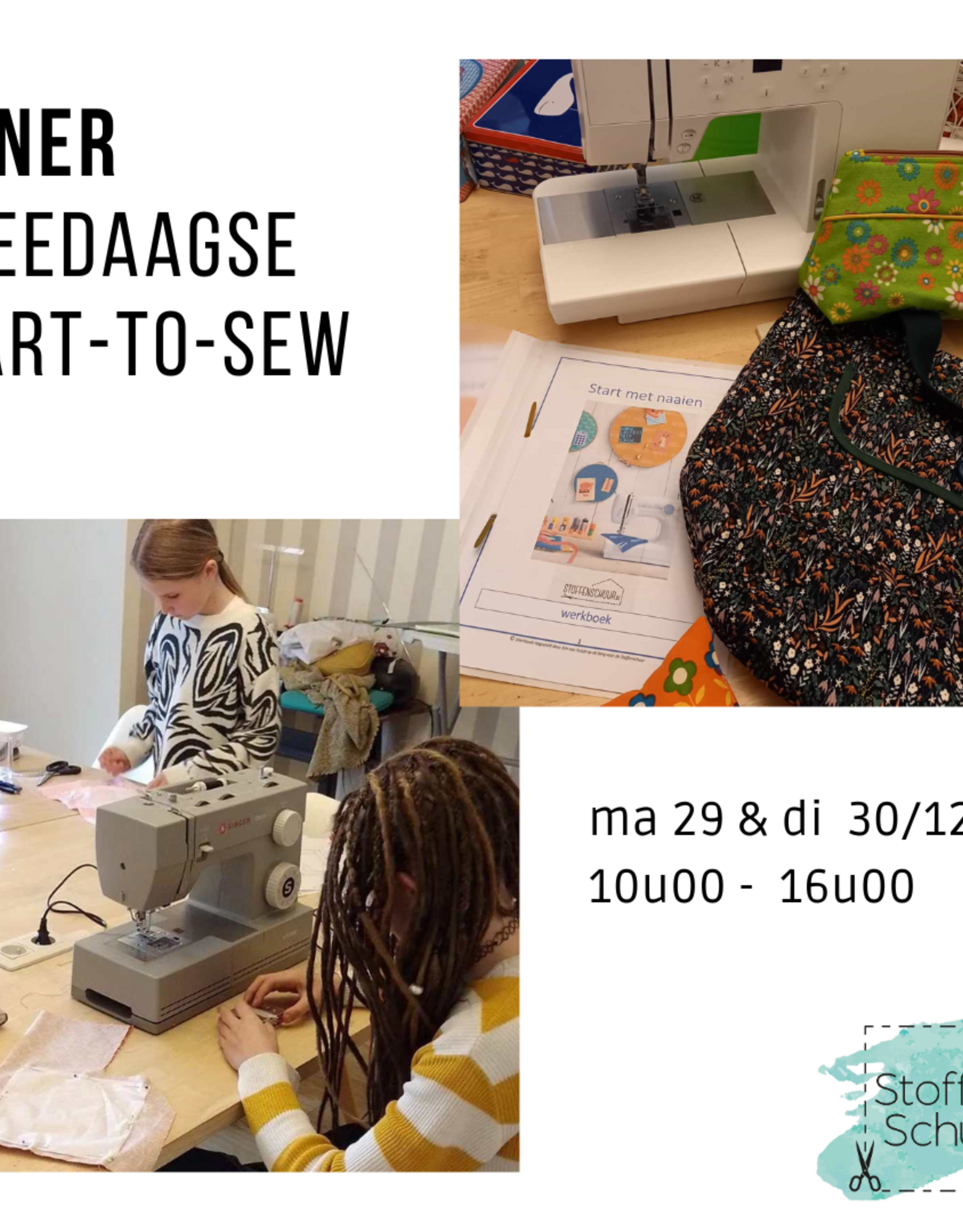 Tienerworkshop lessenreeks start-to-sew kerstvakantie
