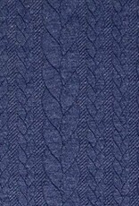 COUPON 35X130CM Gebreide jacquard met kabelstructuur denim blauw