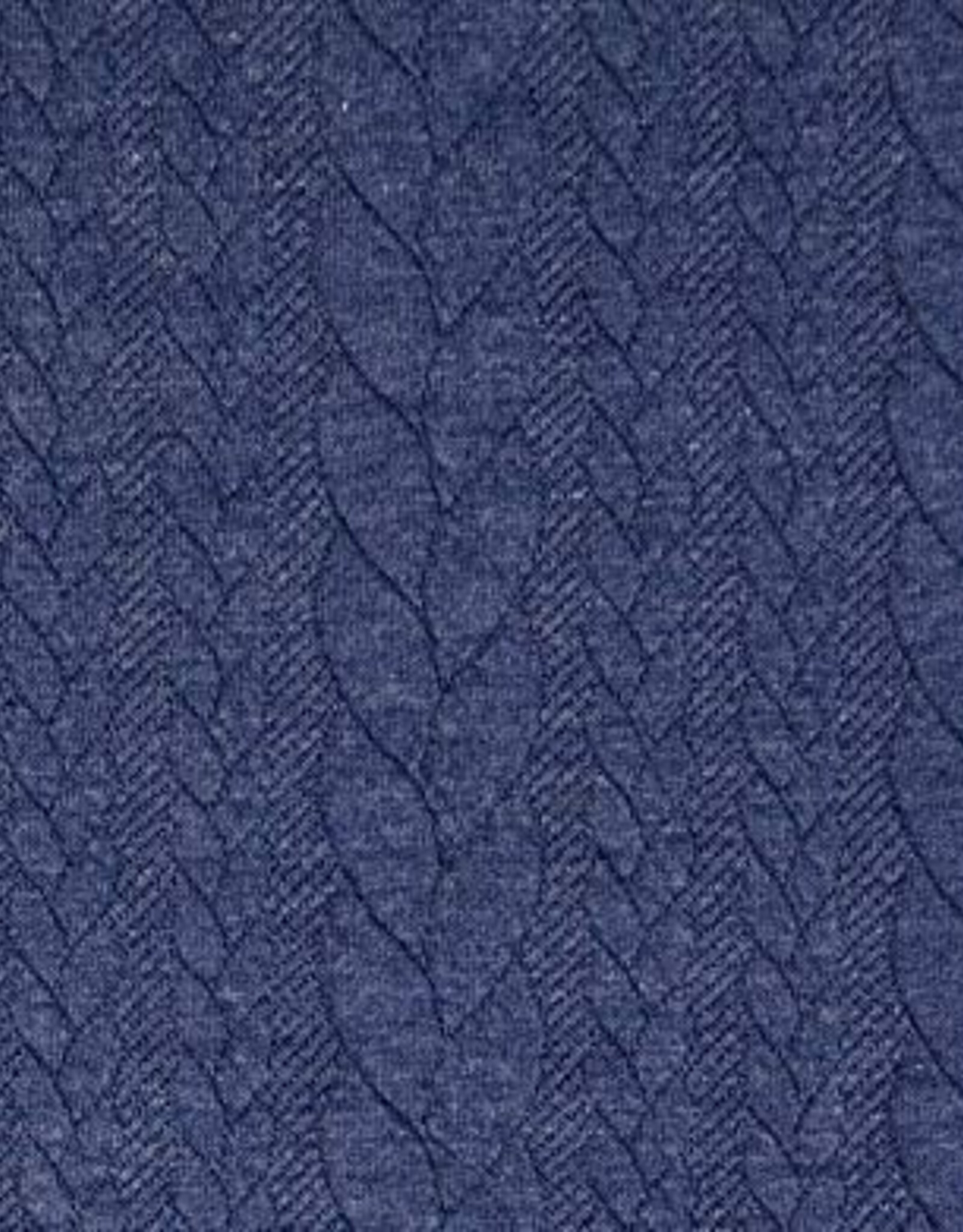 COUPON 35X130CM Gebreide jacquard met kabelstructuur denim blauw