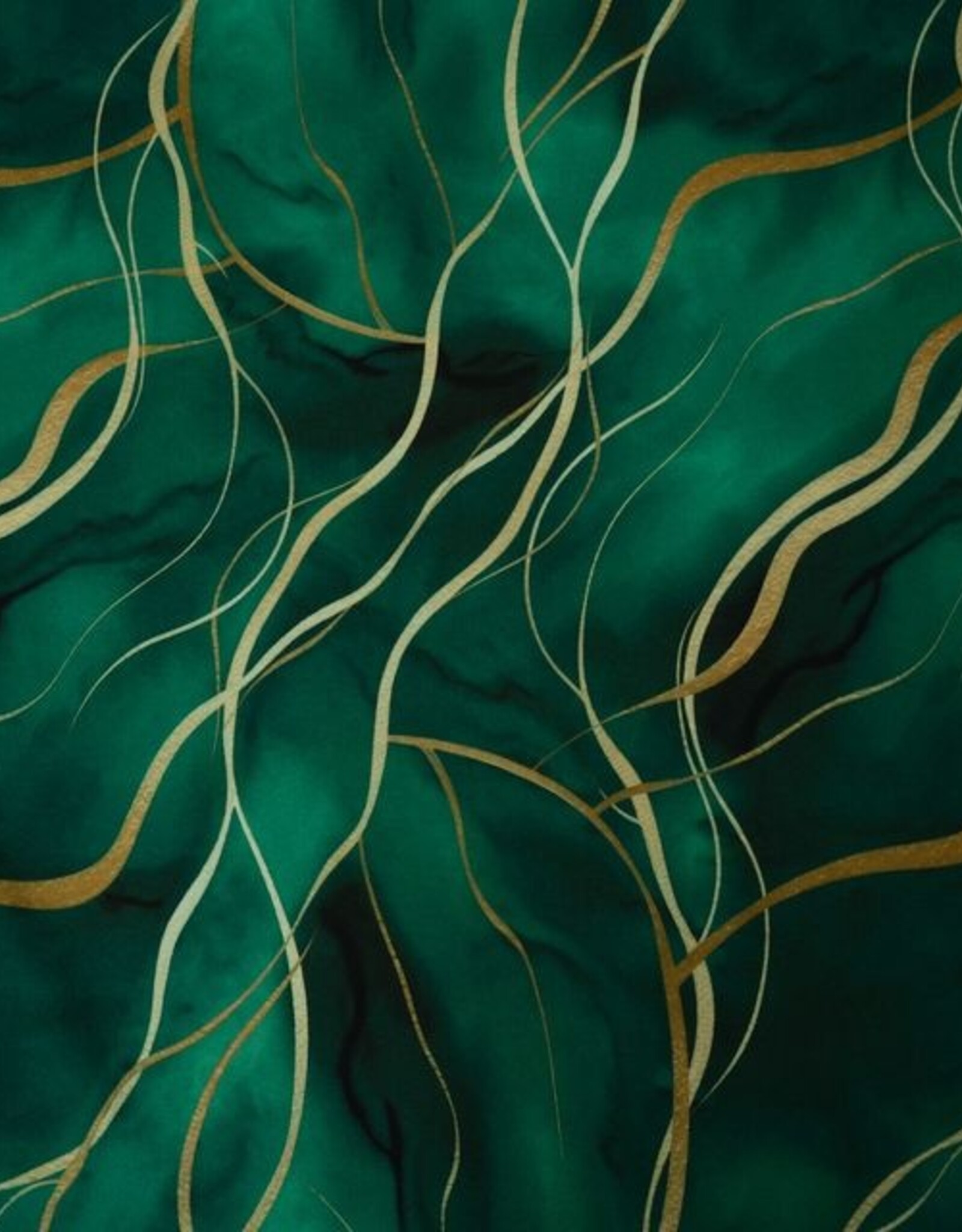 Viscose intens groen gouden lijnen