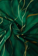 Viscose intens groen gouden lijnen